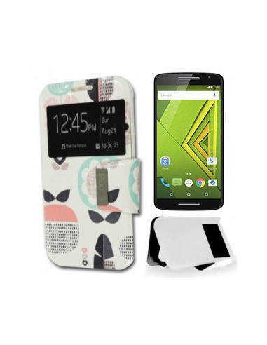 Funda libro soporte TPU Motorola Moto X Play diseño Flor Turquesa