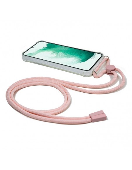 Carcasa TPU transparente Samsung S906 Galaxy S22 Plus cordón rosa