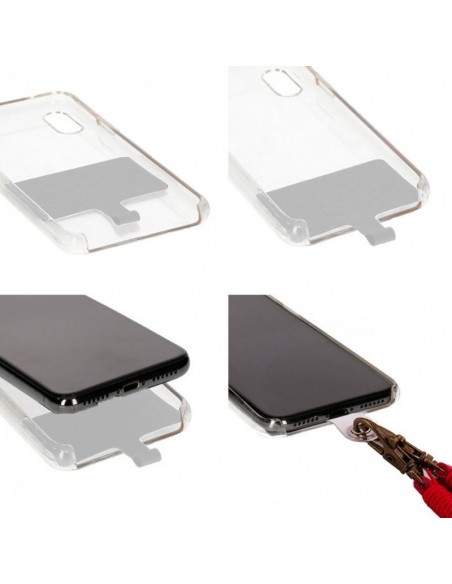 Cordón colgante polipiel universal con tarjeta para smartphone rojo