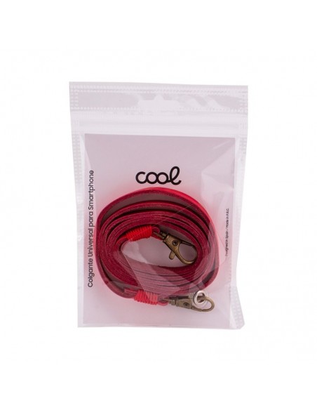 Cordón colgante polipiel universal con tarjeta para smartphone rojo