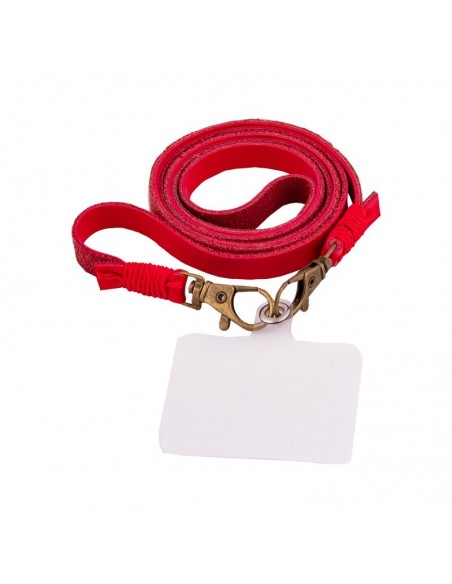 Cordón colgante polipiel universal con tarjeta para smartphone rojo