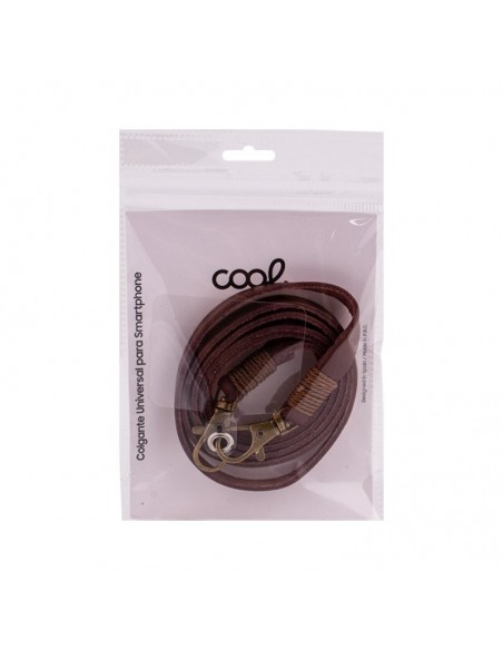 Cordón colgante polipiel universal con tarjeta para smartphone marrón
