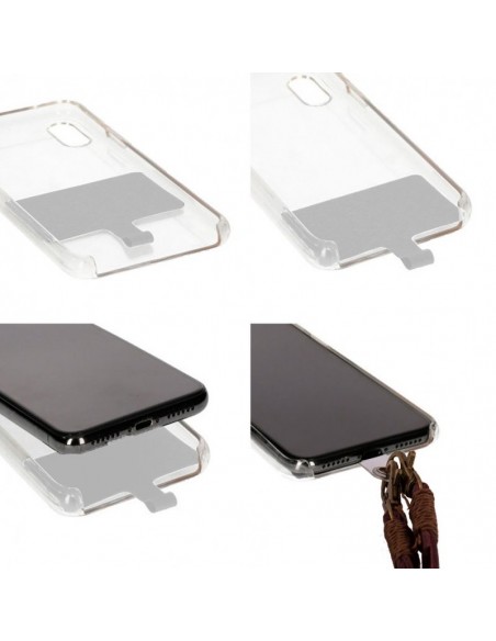 Cordón colgante polipiel universal con tarjeta para smartphone marrón