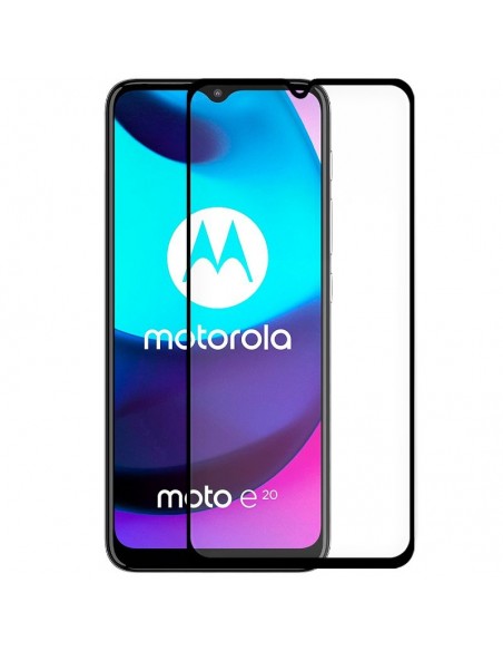 Protector pantalla vidrio templado Motorola Moto E20 / E40 negro (Pegado total 3D)