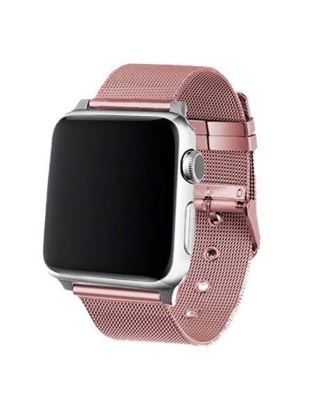 Correa compatible Apple Watch Series 1 / 2 / 3 / 4 / 5 / 6 / 7 / SE (42 / 44 / 45 mm) metálica rosa