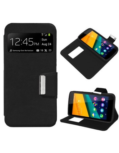 Funda libro soporte TPU Wiko Pulp Fab negra