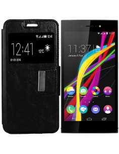 Funda libro soporte TPU Wiko Highway Star 4G negra