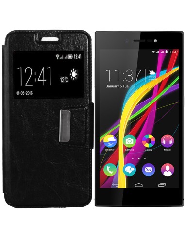 Funda libro soporte TPU Wiko Highway Star 4G negra