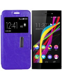 Funda libro soporte TPU Wiko Highway Star 4G morada
