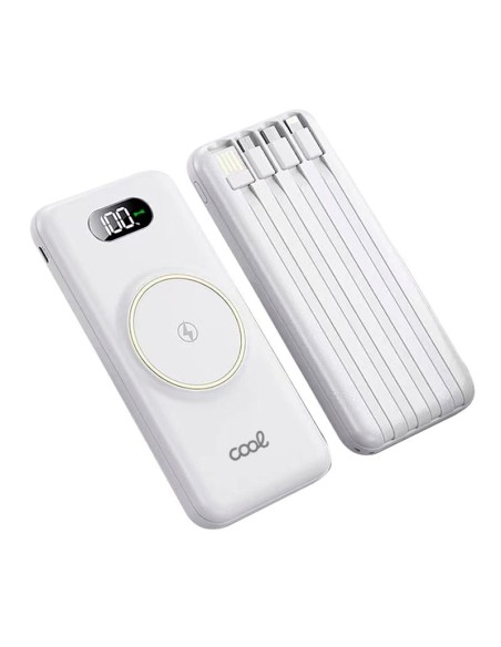Batería externa universal Power Bank 10.000 mAh + Qi carga inalámbrica (4 conexiones) Blanco