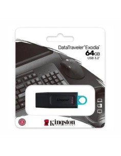 Pendrive 64GB USB 3.2 DataTraveler Exodia llavero negro y azul 2