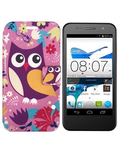 Funda libro soporte Orange HI 4G / ZTE Blade Apex 2 diseño Purple Owl