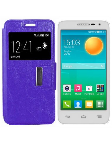 Funda libro soporte TPU Alcatel Pop D5 morada