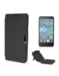 Funda libro imán soporte rígido Alcatel Idol S negra
