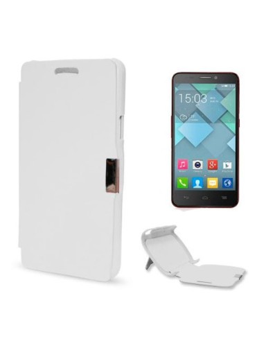 Funda libro imán soporte rígido Alcatel Idol S blanca