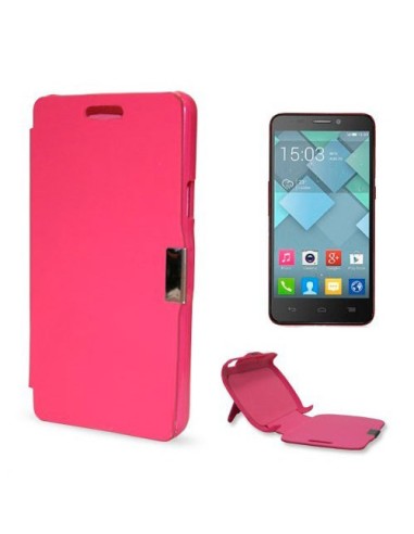 Funda libro imán soporte rígido Alcatel Idol S rosa