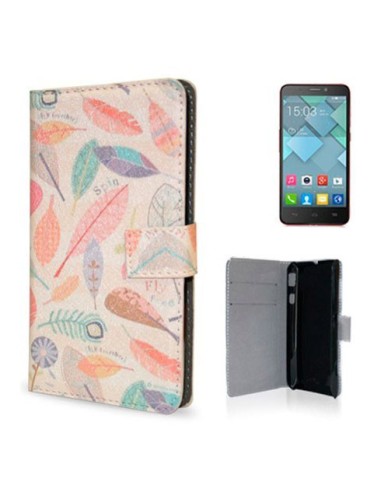 Funda libro cartera Alcatel Idol S diseño Spins (Hojas)