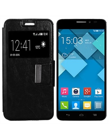Funda libro soporte TPU Alcatel Idol X Plus negra