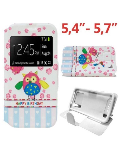 Funda libro silicona universal silicona 5,4" - 5,7'' diseño buhos