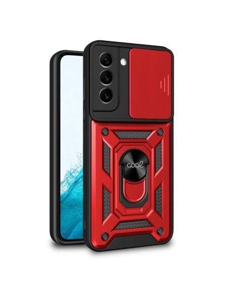 Carcasa reforzada cama TPU Samsung S901 Galaxy S22 anilla roja