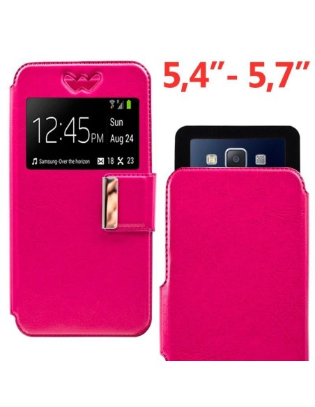 Funda libro universal soporte silicona 5,4 - 5,7 pulgadas rosa