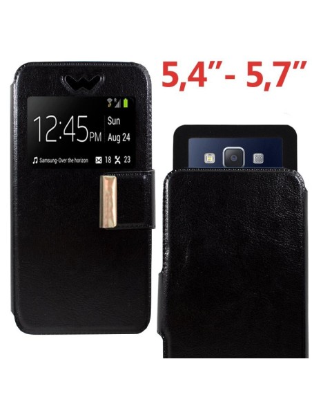 Funda libro universal soporte silicona 5,4 - 5,7 pulgadas negra