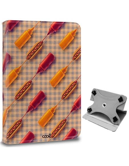 Funda polipiel soporte giratorio universal tablets 9,7 - 10,5 pulgadas diseño Hot Dogs