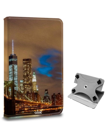 Funda polipiel soporte giratorio universal tablets 9,7 - 10,3 pulgadas diseño Skyline (Panorámica)