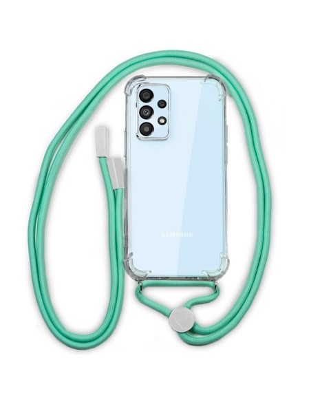 Carcasa TPU transparente Samsung A135 Galaxy A13 cordón verde menta