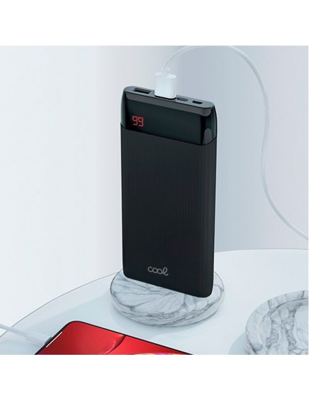 Bateria externa universal Power Bank 10.000 mAh (2 x usb / 2A) COOL Waves negra