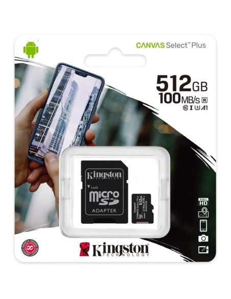 Tarjeta memoria microSD con adaptador 512 GB Kingston (Clase 10)
