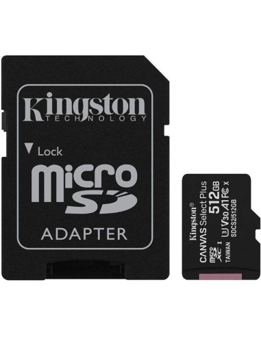 Tarjeta memoria microSD con adaptador 512 GB Kingston (Clase 10)