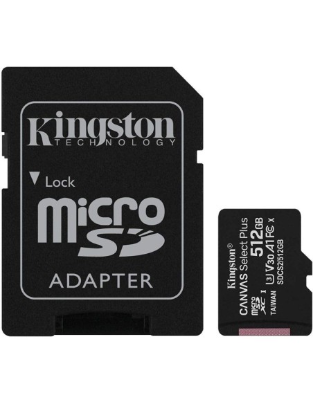 Tarjeta memoria microSD con adaptador 512 GB Kingston (Clase 10)