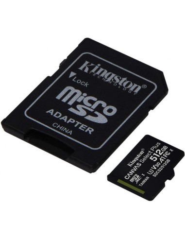 Tarjeta memoria microSD con adaptador 512 GB Kingston (Clase 10)