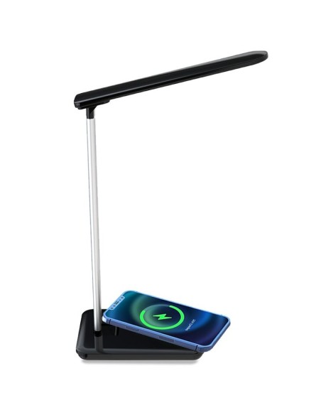 Lámpara LED con base carga inalámbrica Qi COOL Fold negra