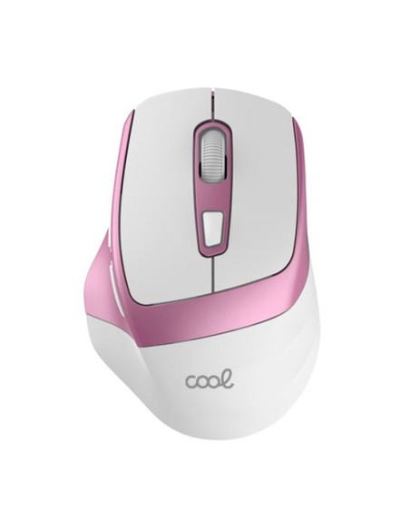 Ratón inalámbrico silencioso COOL Ergonomic rosa y blanco