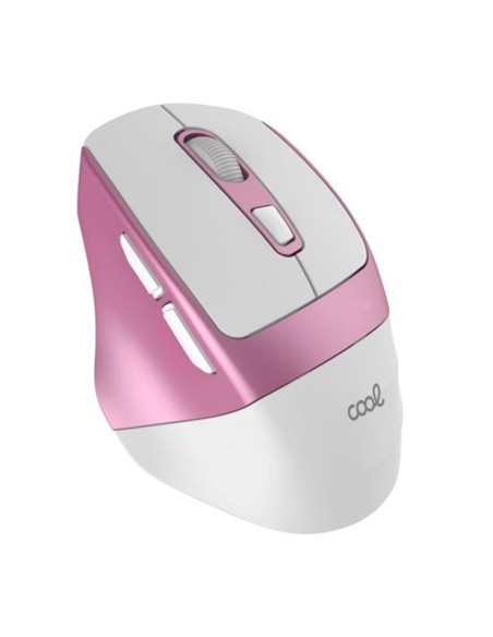 Ratón inalámbrico silencioso COOL Ergonomic rosa y blanco