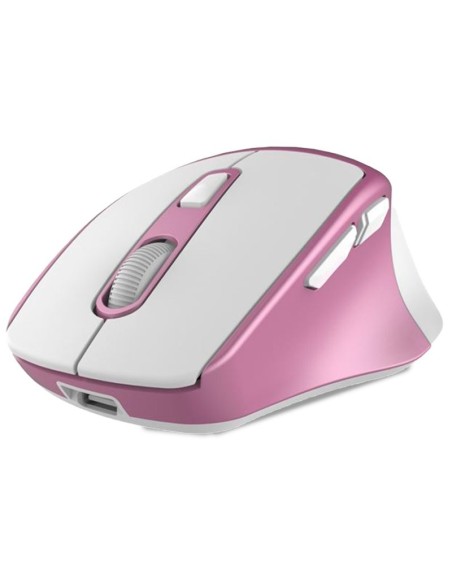 Ratón inalámbrico silencioso COOL Ergonomic rosa y blanco