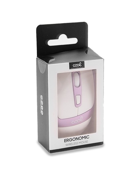 Ratón inalámbrico silencioso COOL Ergonomic rosa y blanco