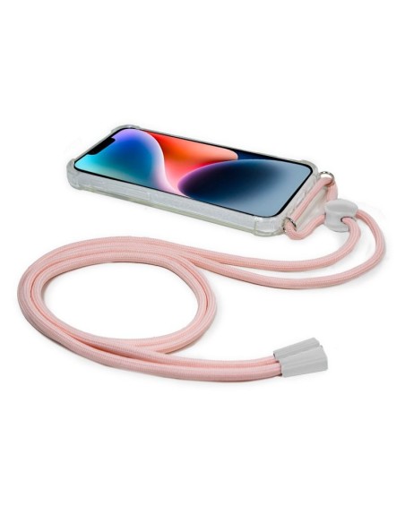 Carcasa TPU transparente iPhone 14 Plus cordón rosa