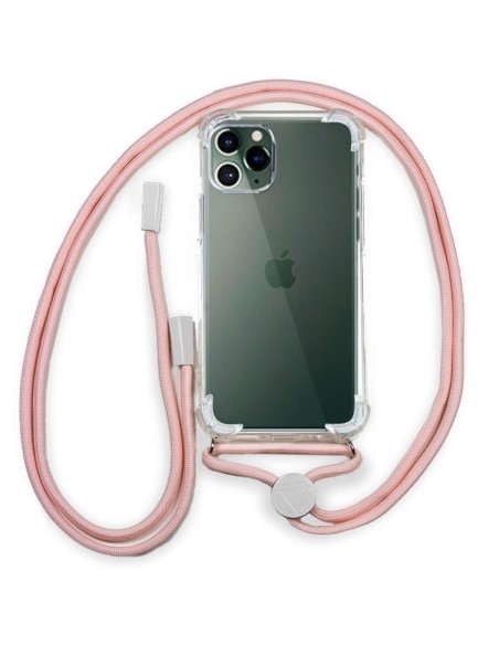 Carcasa TPU transparente iPhone 14 Pro cordón rosa