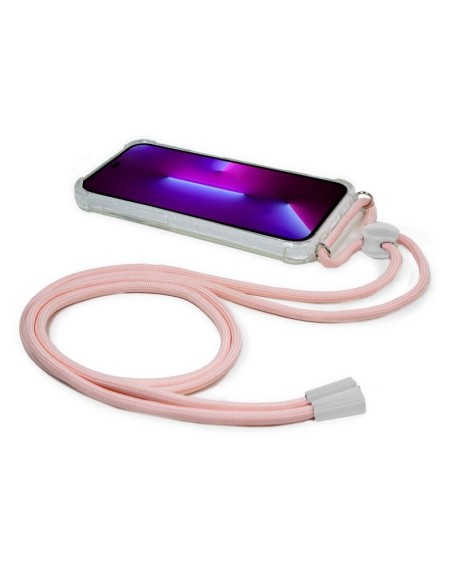 Carcasa TPU transparente iPhone 14 Pro cordón rosa