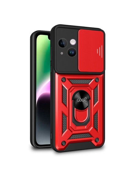 Carcasa reforzada cama TPU iPhone 14 anilla roja