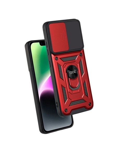 Carcasa reforzada cama TPU iPhone 14 anilla roja