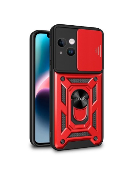 Carcasa reforzada cama TPU iPhone 14 Plus anilla roja