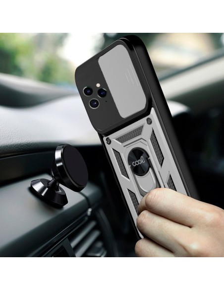 Carcasa reforzada cama TPU iPhone 14 Pro anilla Plata