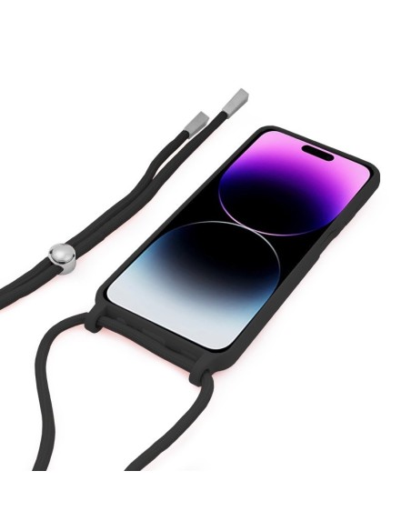 Carcasa TPU negra iPhone 14 Pro Max cordón negro