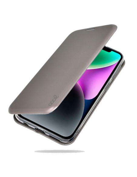 Funda libro soporte TPU iPhone 14 Elegance plata