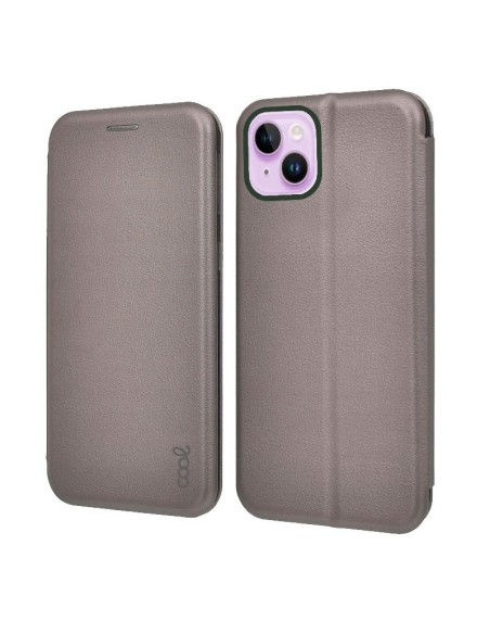 Funda libro soporte TPU iPhone 14 Elegance plata