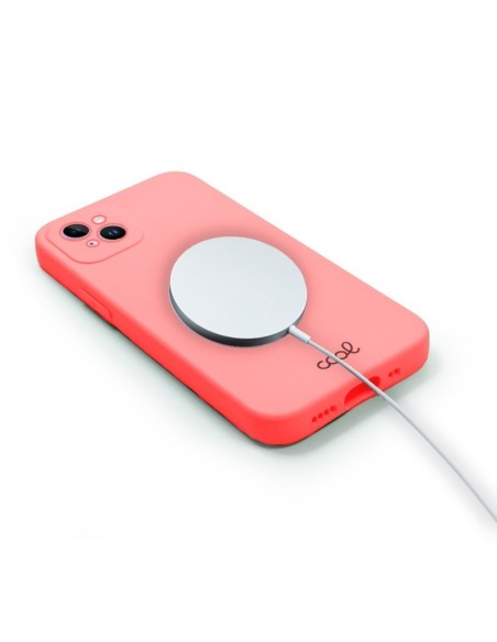 Carcasa TPU cama tela iPhone 14 magnética rosa